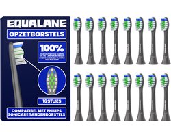 Philips Sonicare Opzetborstels geschikt voor Philips Sonicare - Universele Opzetborstels - Normale Borstelharen - Zwart - 16 Stuks