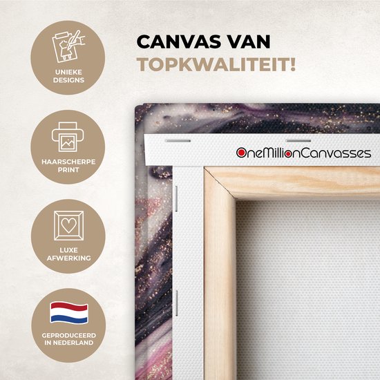 Tableau sur toile aspect marbre - Rose - Goud - Or - Luxe - Marbre - 60x90 cm - Décoration murale