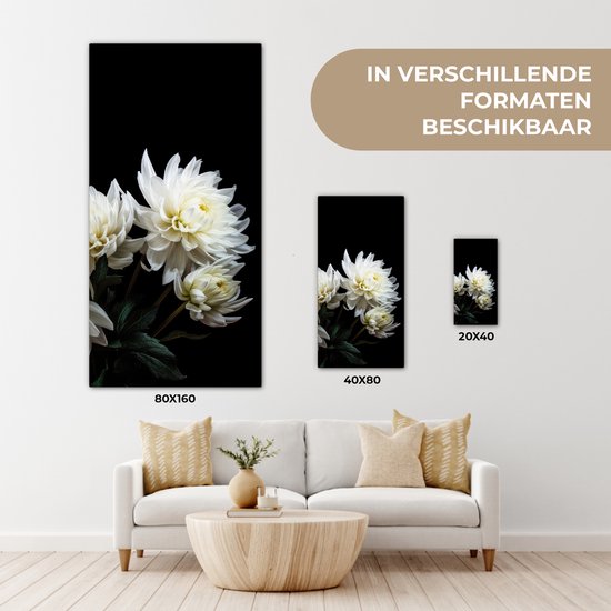 Peinture sur toile Fleurs - Chrysanthème - Wit - Nature - Botanique - 20x40 cm - Décoration murale