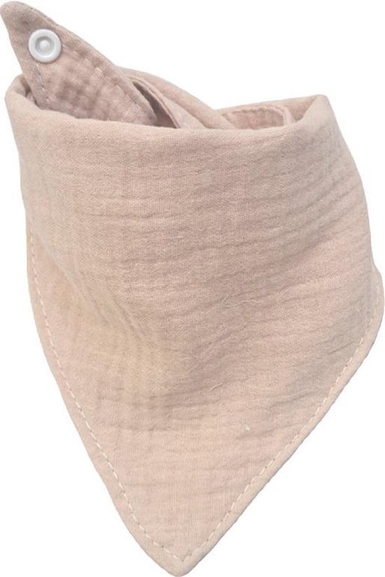 Set van 5 hydrofiele bandana slabbetjes - Effen Blauw - Grijs - Beige - 100% katoen van Merkloos — afbeelding 5