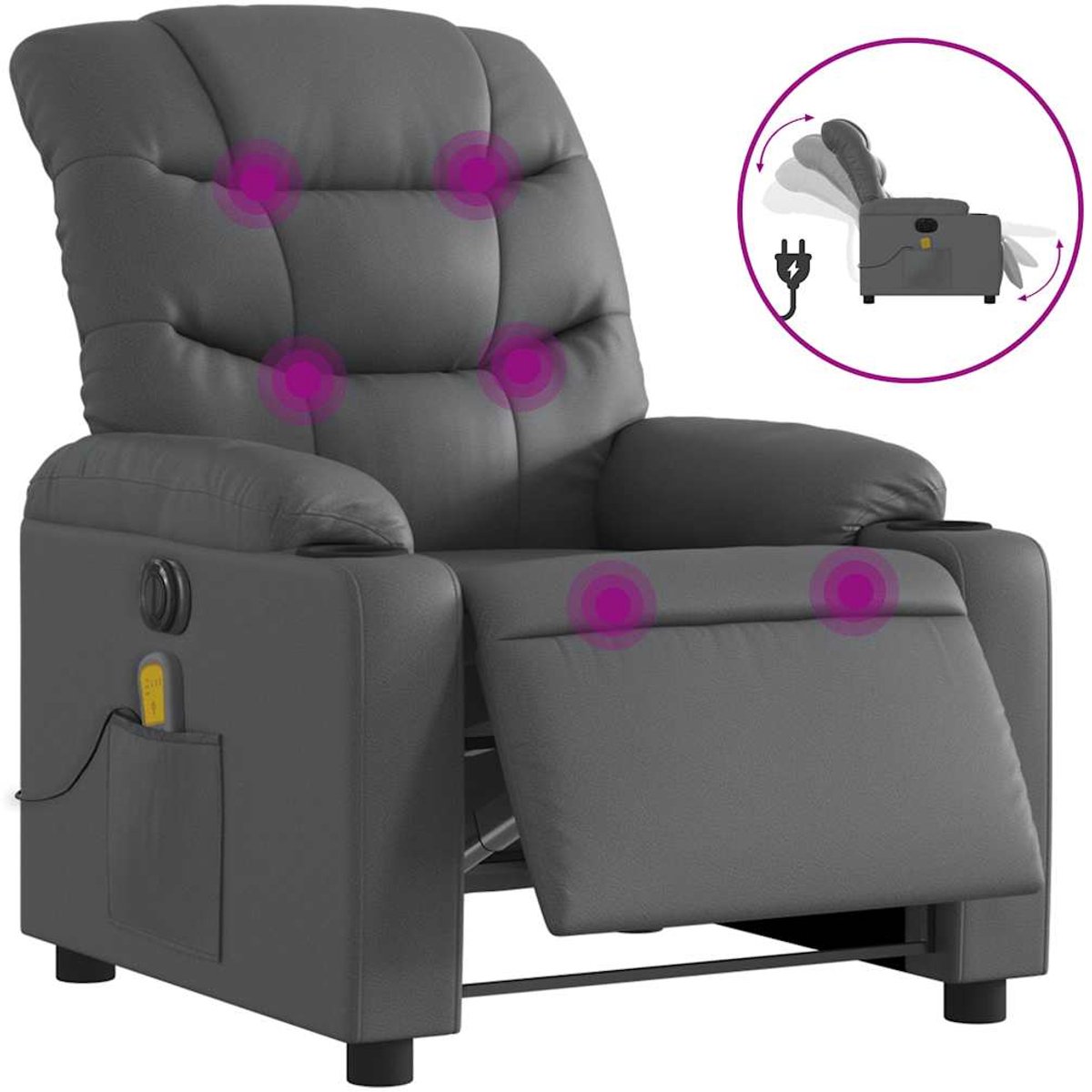 vidaXL Massagestoel - verstelbaar - elektrisch - kunstleer - grijs