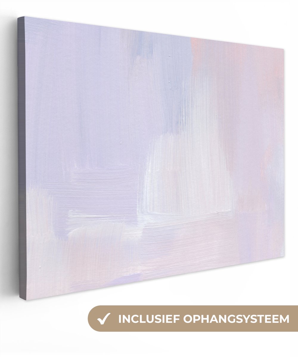 Canvas schilderij 40x30 cm - Wanddecoratie Pastel - Verf - Design - Muurdecoratie woonkame