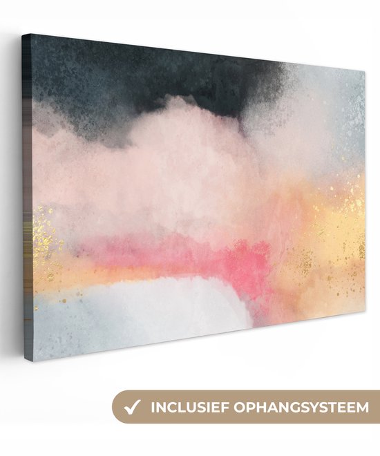Canvas schilderij 60x40 cm - Wanddecoratie Verf - Abstract - Design - Muurdecoratie woonkamer - Slaapkamer decoratie - Kamer accessoires - Schilderijen op canvas