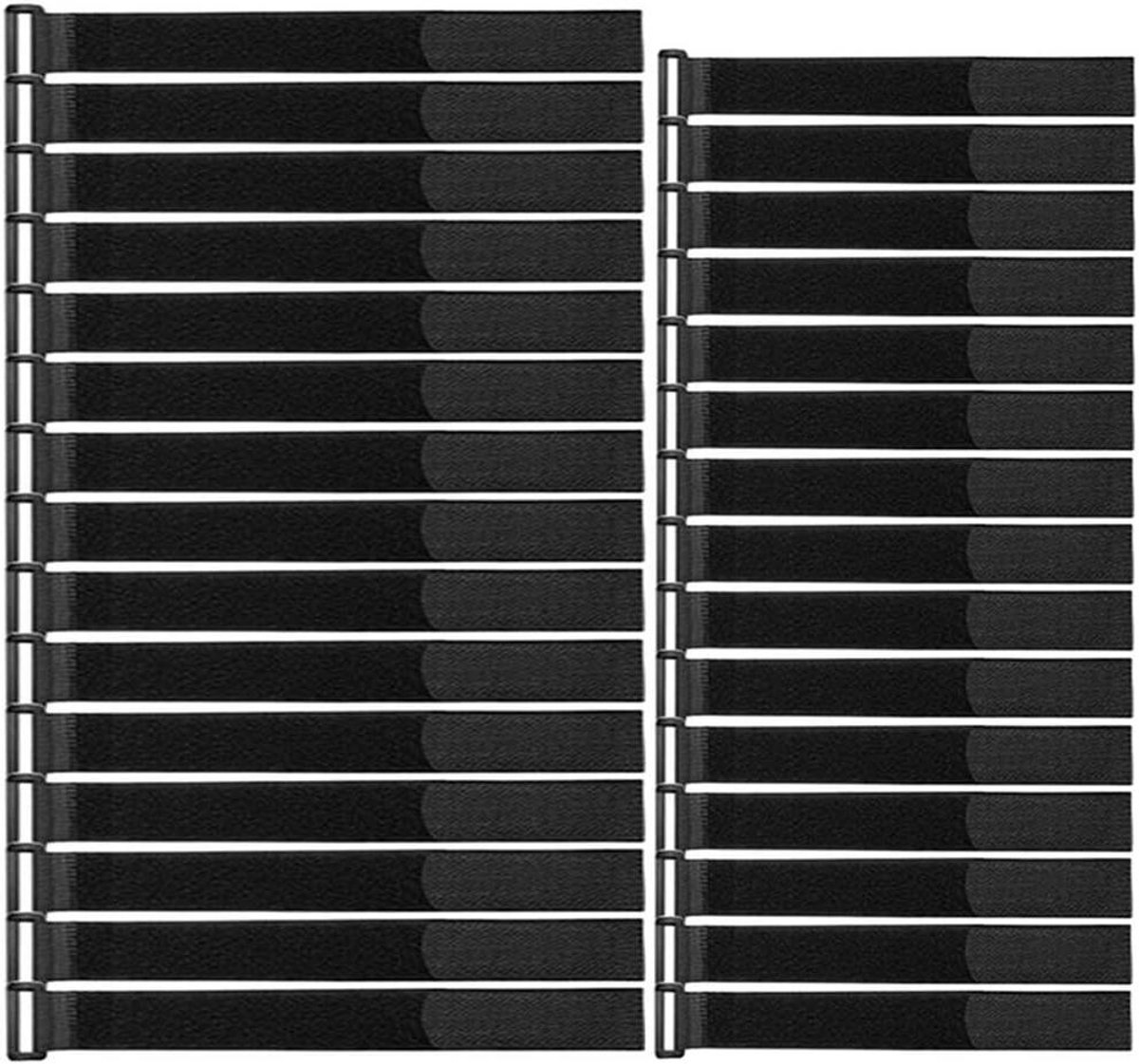 JHubers Goods - Nylon Kabelbinders Set 30 Stuks Zwart, Herbruikbare Verstelbare Kabelriemen, Multifunctioneel Klittenband Cinch Riemen 20 cm/30 cm.