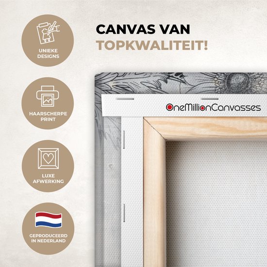 Wereldkaart avec motif béton gris foncé décorée d'illustrations de fleurs 90x60 cm
