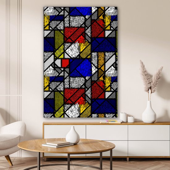 Peintures sur toile Mondrian - Glas - Oude Meesters - 80x120 cm - Décoration murale