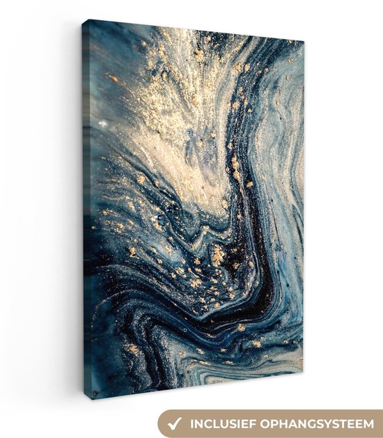 Toile Peinture Marbre - Peinture - Pailleté - Goud - Glitter cm - Décoration murale XXL