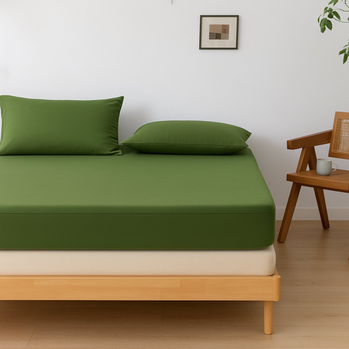 Bamboe hoeslaken Deep Moss donkergroen 140x200 cm – Topdekmatras hoeslaken, zacht, ademend & hypoallergeen | Boomba Bamboo®