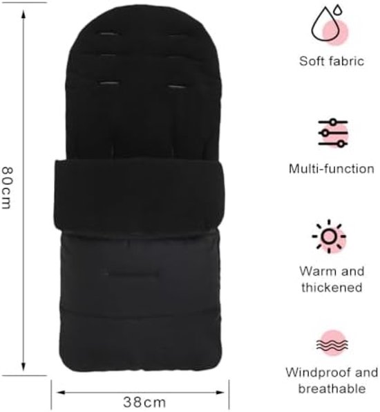 PromoHome Universele Baby Voetenzak Winter Warme Voetmuff Kinderwagen Autostoel Zachte Stof Veilige Sluiting 80x40 cm Geschikt 1-5 Jaar van Merkloos — afbeelding 2