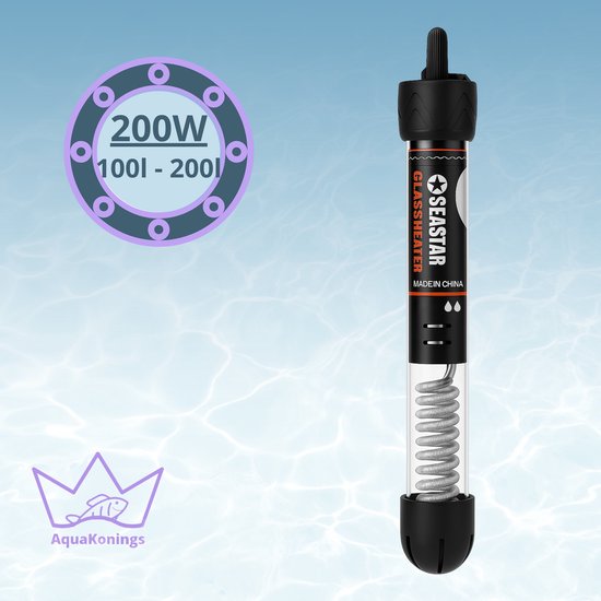 AquaKonings - Aquarium Verwarming 200W - Verwarmingselement - Heater - Warmte Element - 100-200L
