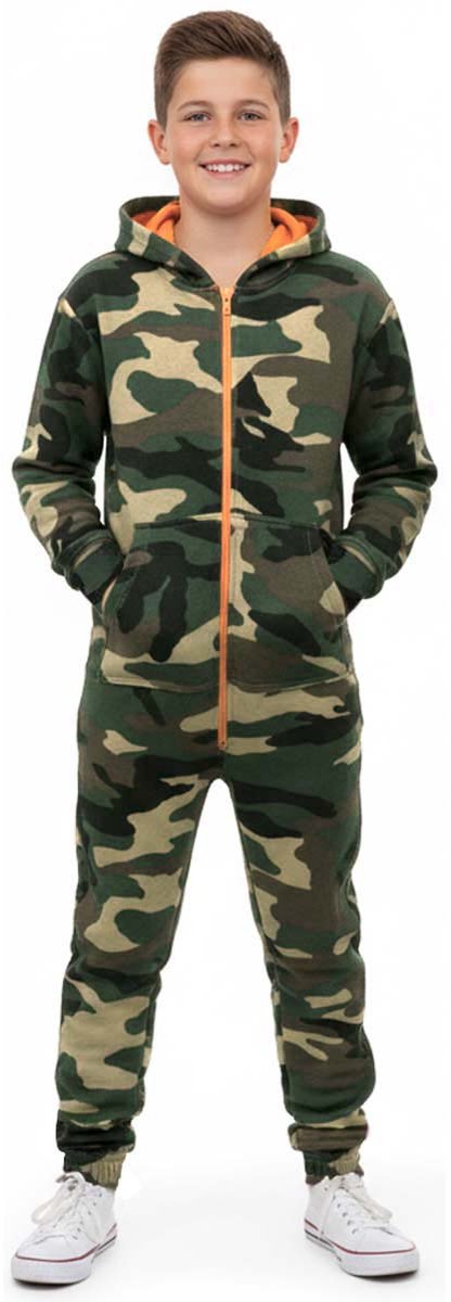 Camouflage Onesie kinderen - Onesie Jongens - Onesie Meisjes - 7-8 Jaar - 122/128