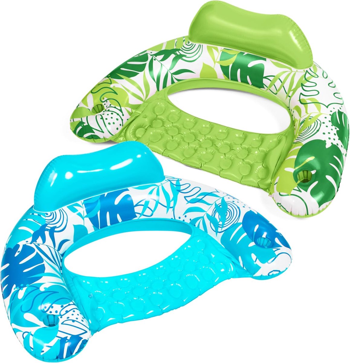 Opblaasbare Zwembadstoelen voor Volwassenen met Bekerhouders - Set van 2 voor Perfecte Zomer Ontspanning
