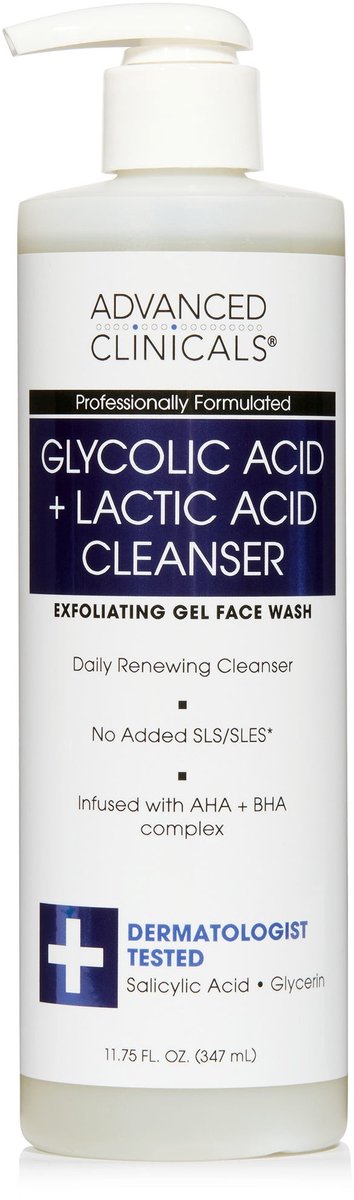 Advanced Clinicals Glycolic + Lactic Acid Cleanser – 347 ml