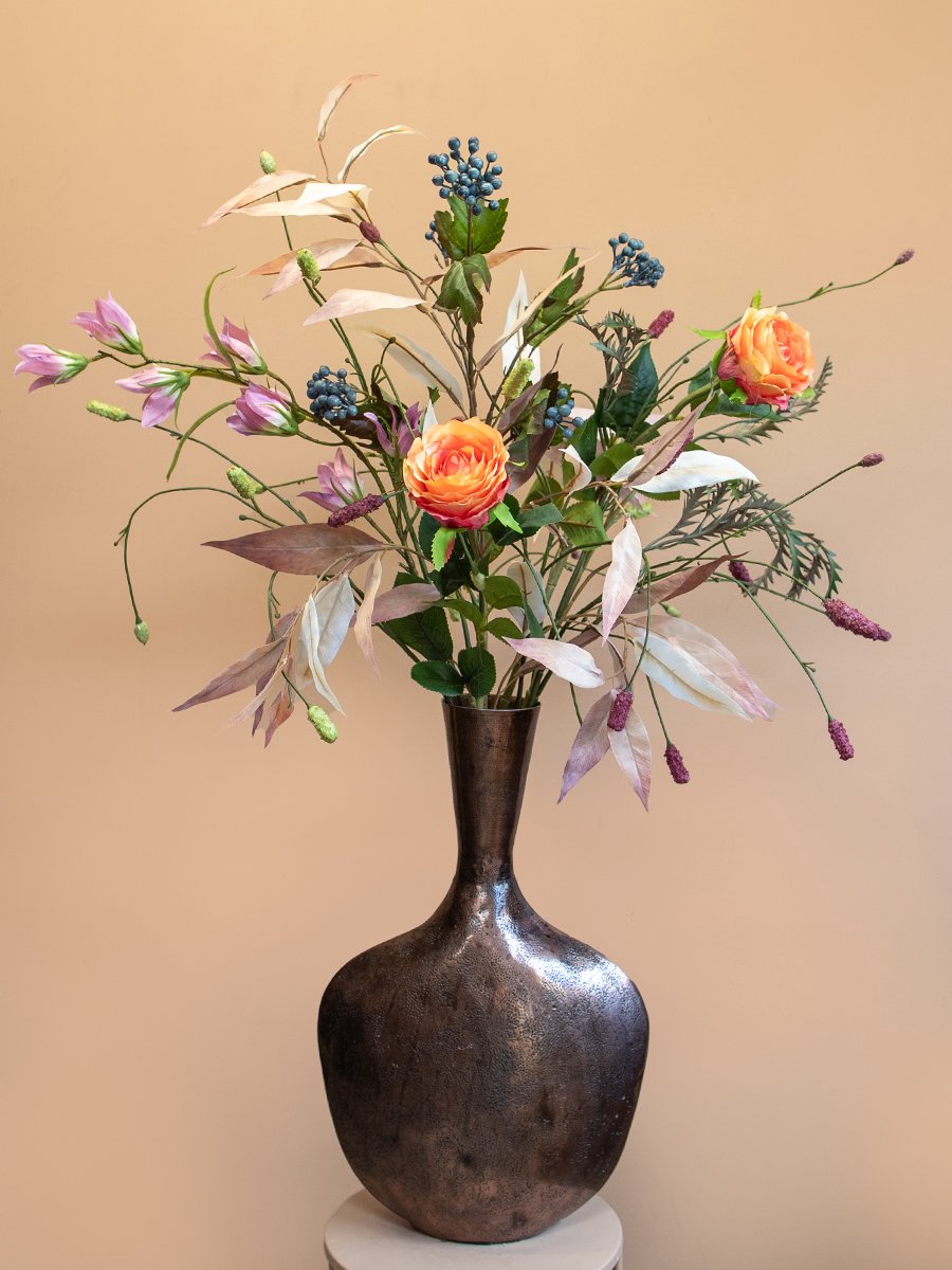 Boeket kunstbloemen Lovely Flowers – Luxe zijden bloemen – Stijlvol kunstboeket van 80 cm hoog