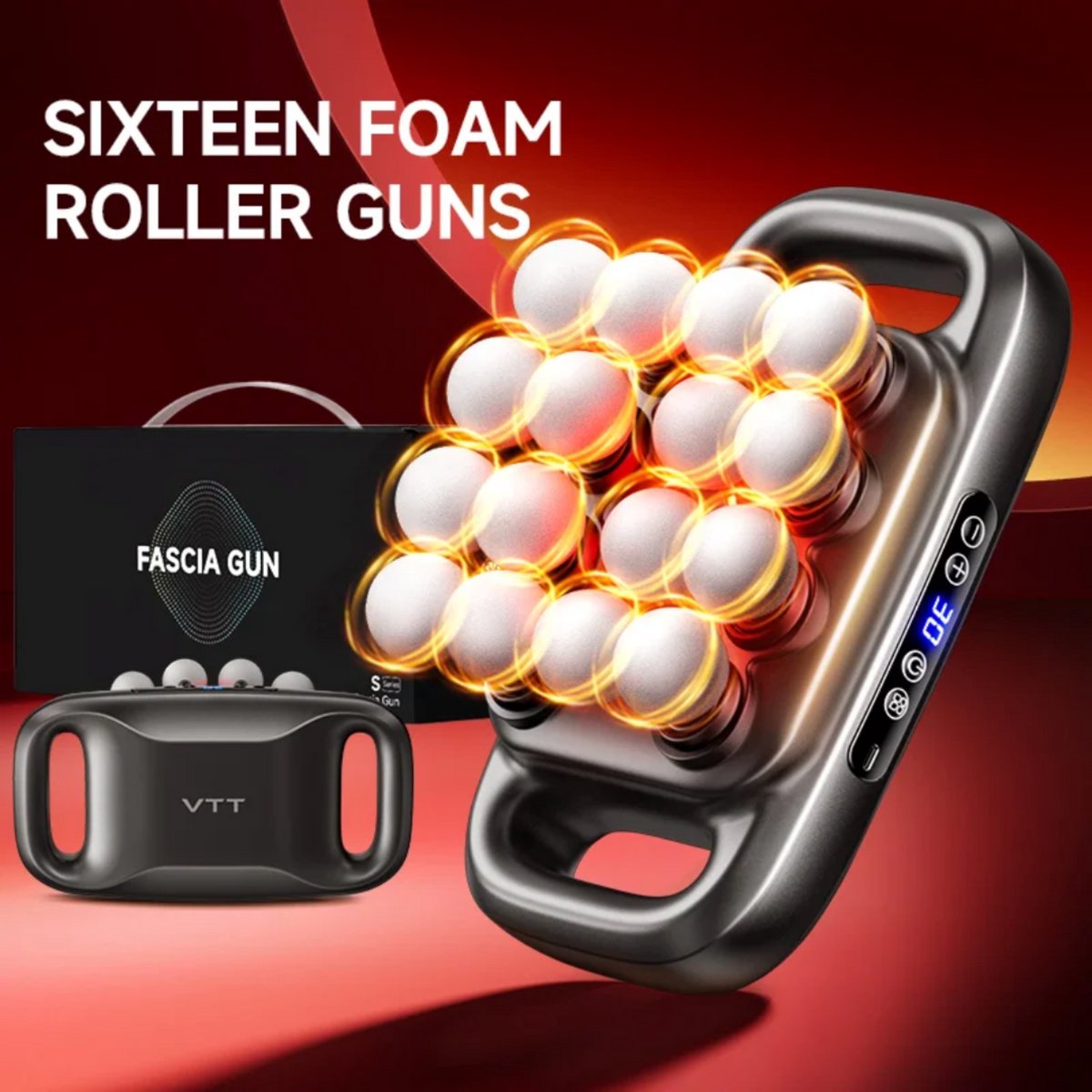 Afbeelding 2 van Massage Gun 16 koppig – Infrarood Massageapparaat met 30 Snelheden – Deep Tissue & Sport Massage Pistool – Professioneel Ontspanningsapparaat