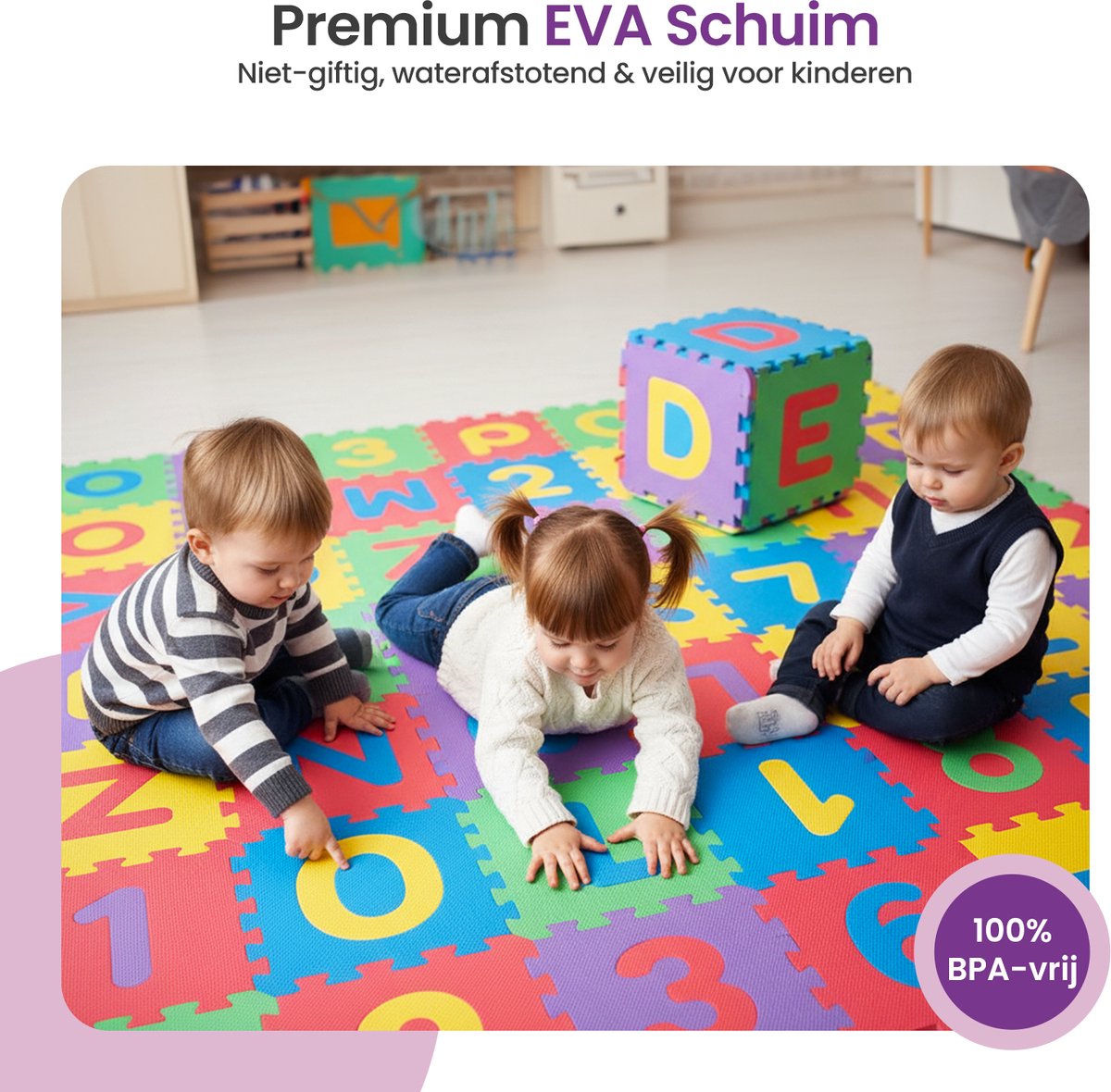 Gofun Speelmat Baby XL - 180x180cm – Speelkleed - 86-delige Puzzel – Foam – Opvouwbaar – Tegels – Speeltapijt – Multicolor — afbeelding 5