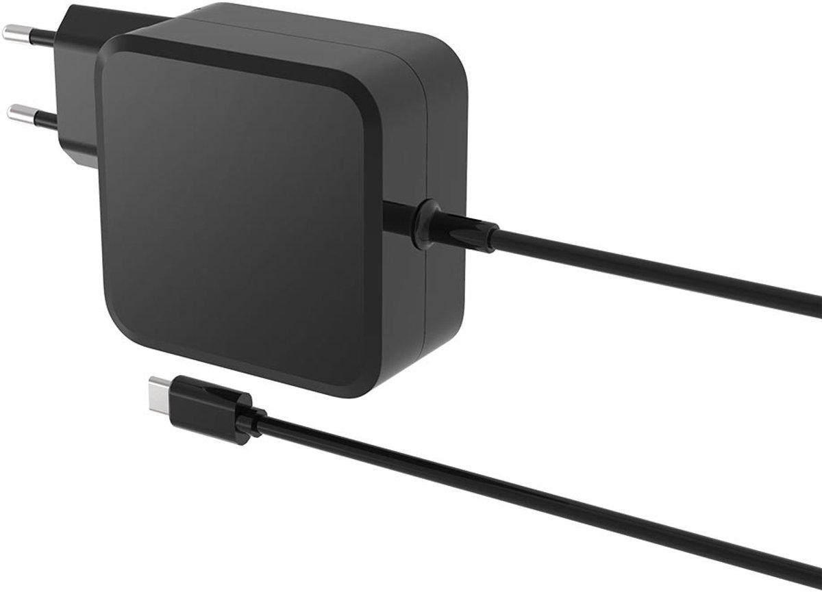 HQ-Power Universele GaN snellader met USB C-kabel, 1.8 m, 1x USB-C, voor iOS/Android smartphones, laptops en tablets, 5x sneller, compact en ideaal voor onderweg, 100W, zwart