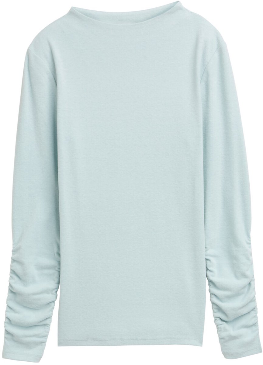 Tom Tailor Denim - Shirt met lange mouwen en gerimpelde mouwen - Maat S - Silver Cloud Blue Melange