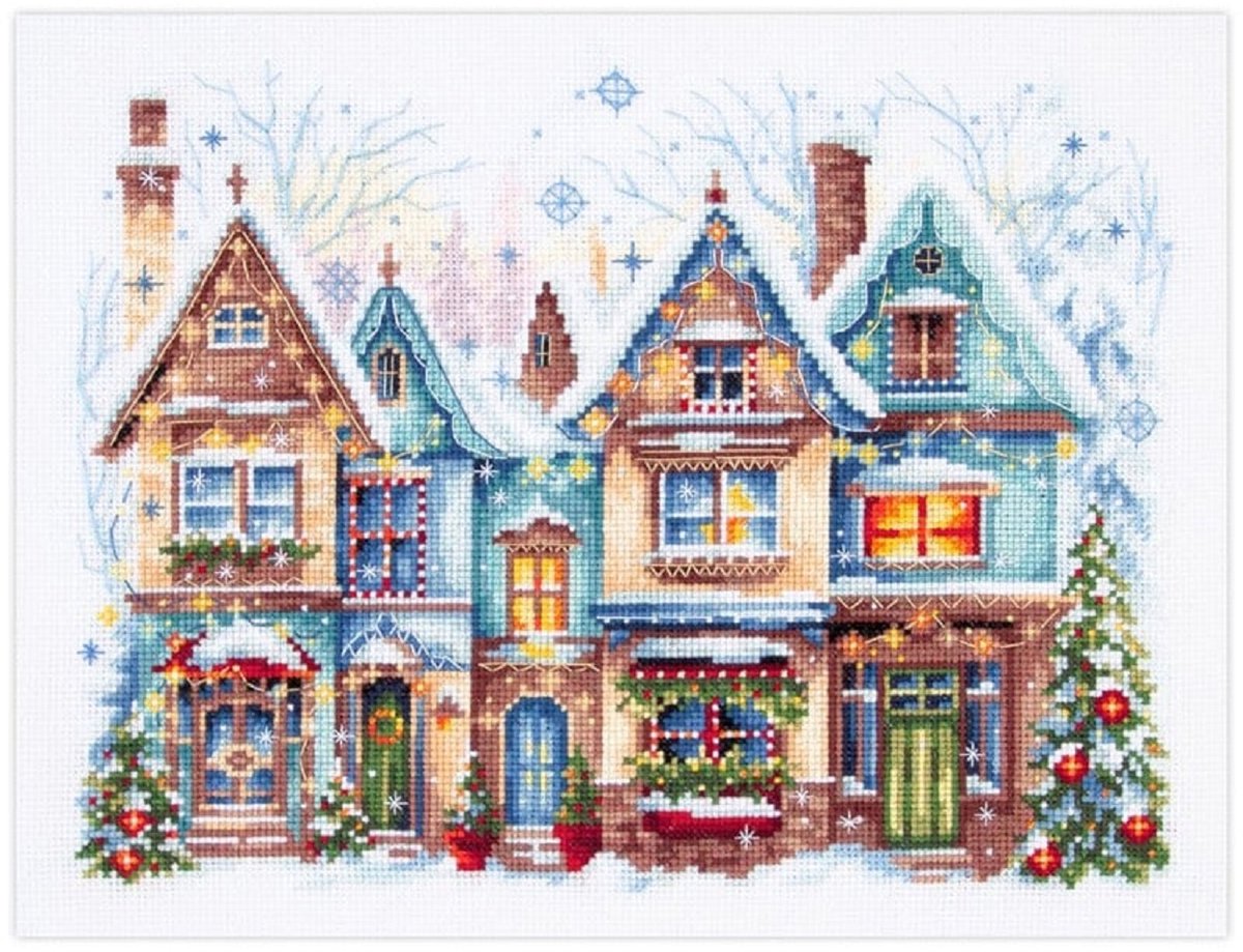 Borduurpakket - Telpakket - Heartwarming - Winterse Huisjes