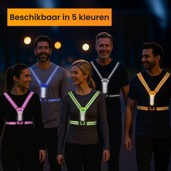 R2B Hardloopvest met Verlichting Voor- en Achterkant - USB-C Oplaadbaar - Wandel & Hardloop Verlichting - Reflecterend Running Vest - Hardloopvest Oplaadbaar - Loopvest Dames & Heren - Neongeel