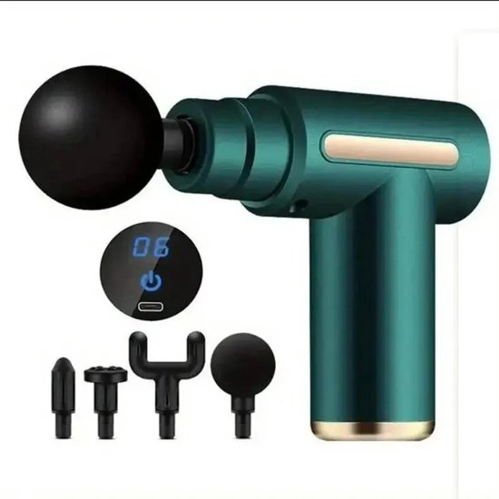 Grokos Massage Gun Draadloos Groen met 4 Opzetstukken - Grokos - €69,95