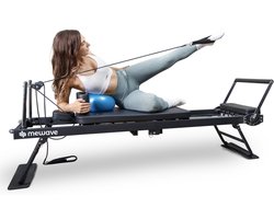 Pilates Reformer van Mewave© – Professioneel Fitnessapparaat voor Thuis & Studio – Inklapbaar & Verstelbaar – Yoga bank board pilates sokken – Zwart