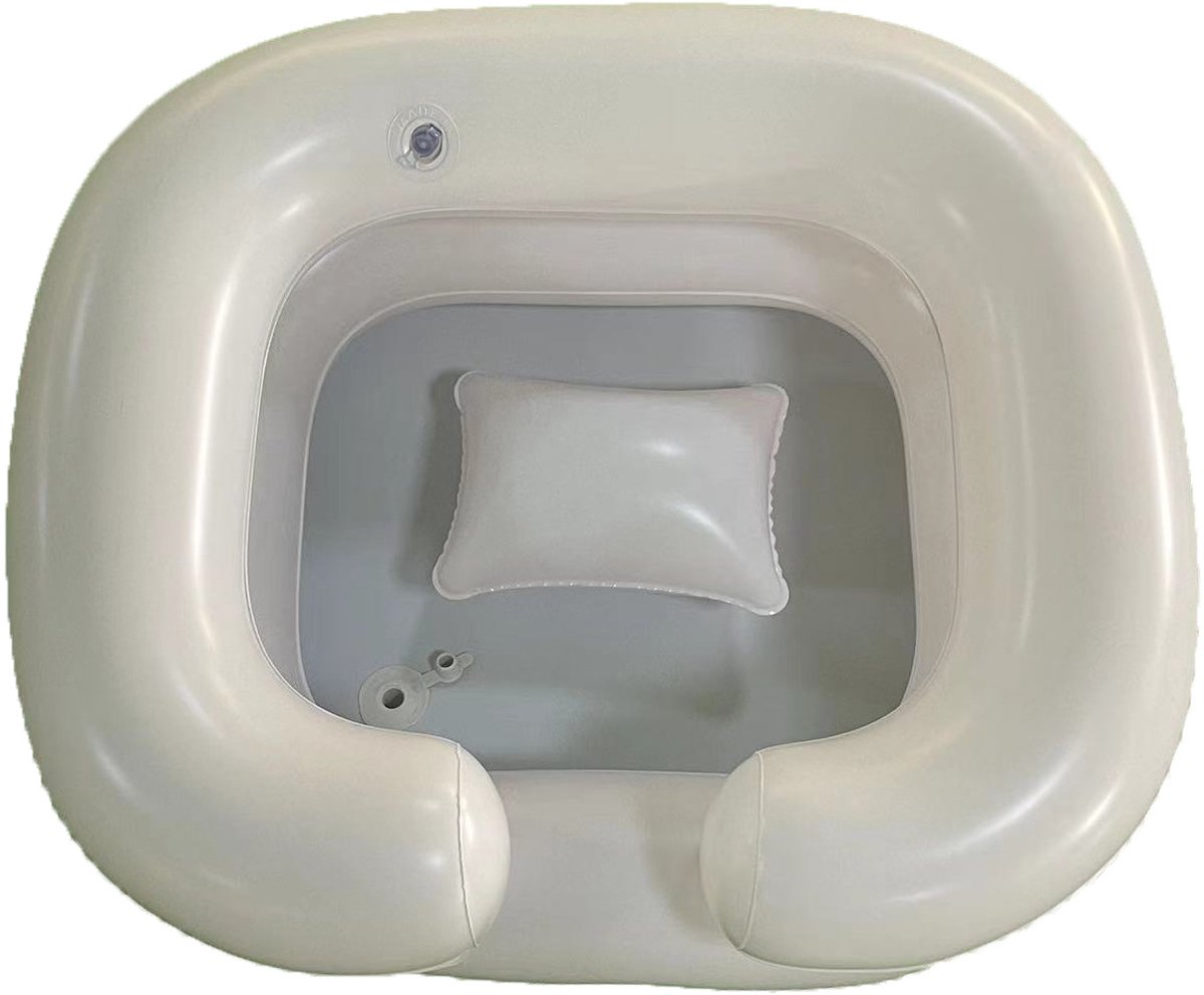 Opblaasbaar wasbakje geschikt voor aan het bed, wasbakje voor aan het bed, draagbaar wasbakje geschikt voor ouderen, gehandicapten, zwangere vrouwen, gewonden, bedlegerigen en gehandicapten, wasbakje geschikt voor thuis (wit)