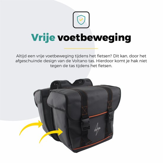 Voltano Dubbele Fietstas Premium Afgeschuind - Zwart - 44 Liter - 100% Waterdicht - Fietstassen Electrische Fietsen