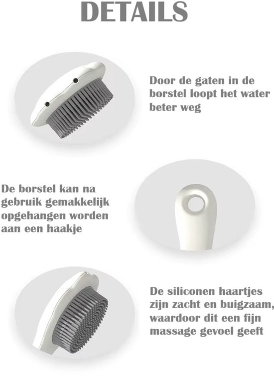 Baby Siliconen Massage Borstel met handvat - Hoofdhuidje en Lichaam wassen - Douche en Bad babyborstel - Wit - Baby en Peuter en Kind van Merkloos — afbeelding 4