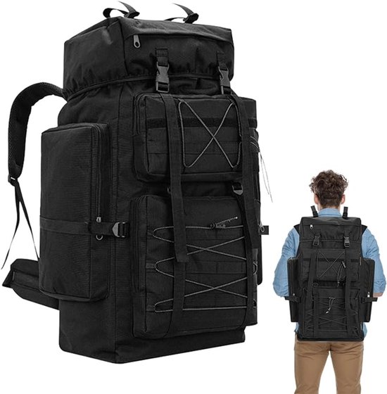 Outplea 60L Waterdichte Backpacken Wandelen Rugzak met Regenhoes voor Mannen Vrouwen, Grote Camping Rugzak, Groen