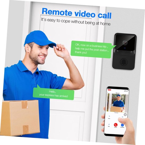 Draadloze deurbel met video en realtime communicatie voor meerdere leden, zwart — afbeelding 2