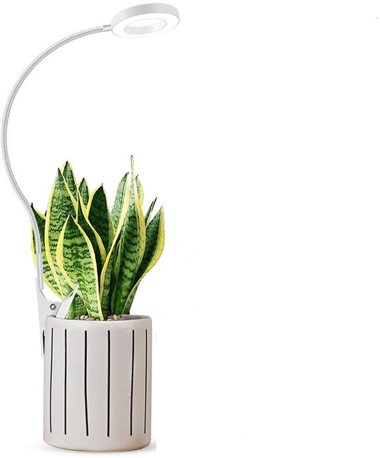 rood, blauw en geel LED-plantengroeilicht met afneembare clip（wit）, full-spectrum bloempotclip, plantenvullamp, in hoogte verstelbare plantenlamp, full-spectrum clip-on plantengroeilicht met zwanenhalsbuis