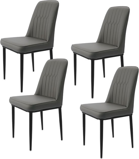 Durrafy® Eetkamerstoelen - Set Van 4 - Eetkamerstoel - Eettafelstoel - Keukenstoel - Eetkamerstoelen - Stoel - Fluweel - PU Leer - Metalen Poten - Modern Design - Max. Draagvermogen 150KG - Grijs