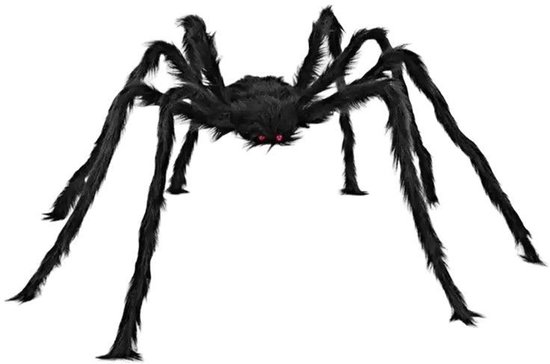 Halloween decoratie harige spin 1,52 meter zwart voor buiten