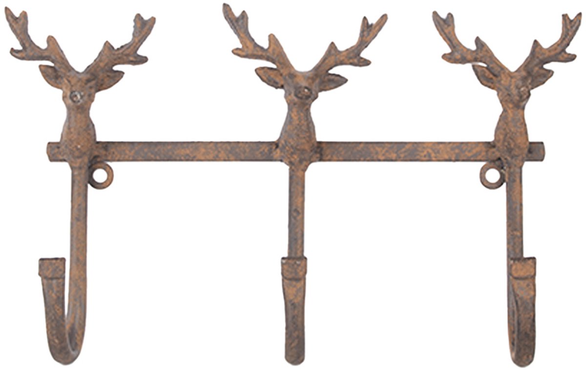 Clayre & Eef Wandkapstok 3 Haken 27x5x15 cm Bruin Metaal