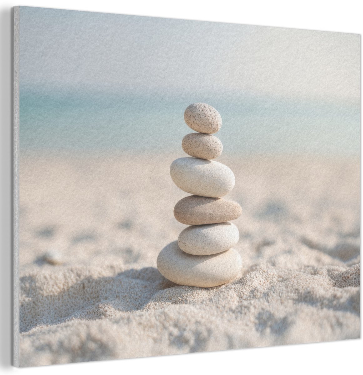 Akoestisch wandpaneel 40x30 cm - Vilt schilderij Stenen - Stapel - Zand - Zee - Akoestische panelen - Geluidsdempende wanddecoratie - Geluidsisolatie woonkamer - Muurdecoratie geluidspanelen
