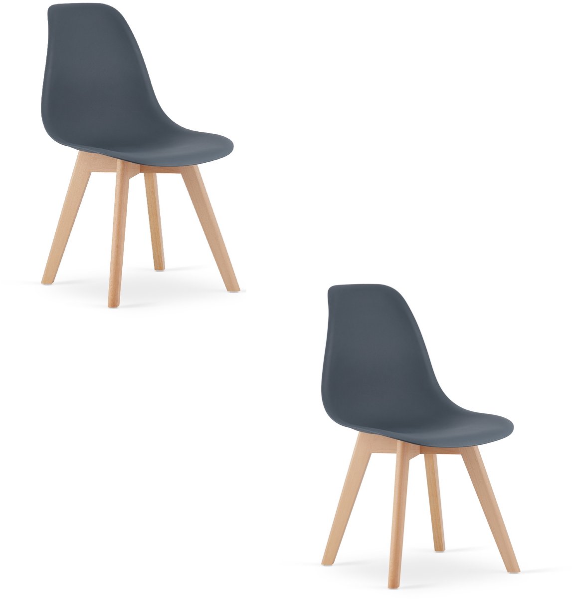 LEOBERT Set van 2 Eetkamerstoelen KITO – Donker Leistee – Beuken Poten – Kuipstoel met Kunststof Zitting – Tijdloos Design, Functioneel en Duurzaam, Geschikt voor Woonkamer, Eetkamer en Kantoor