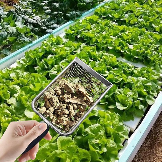 1 stuk - Grondzeef - Tuinzeef met handvat - 3,8 mm gaten - Geschikt voor aarde, stenen, compost en zand - Zwart(kunststof handvat) van Kinzo Garden — afbeelding 4
