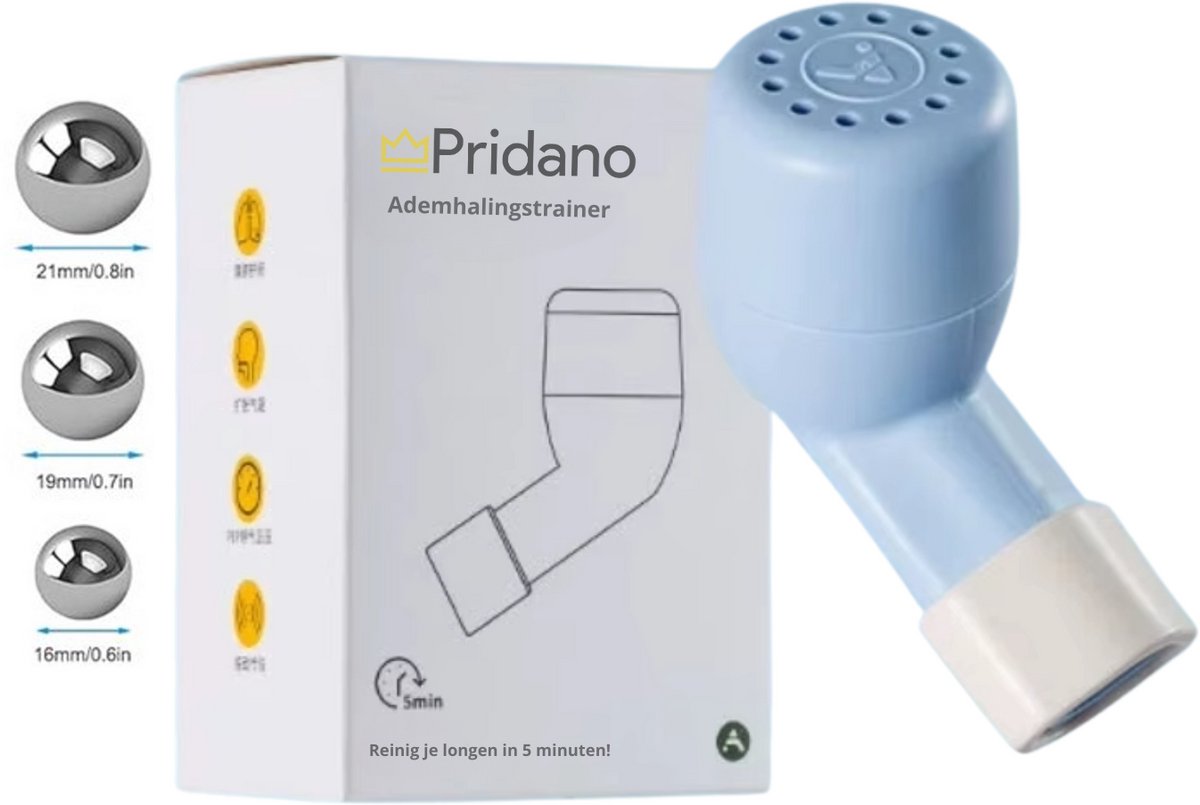 Flutter voor vastzittend slijm - ademhalingstrainer - longtrainer - LUXE variant - INCL 3 ballen - Zwaarte verstelbaar - COPD