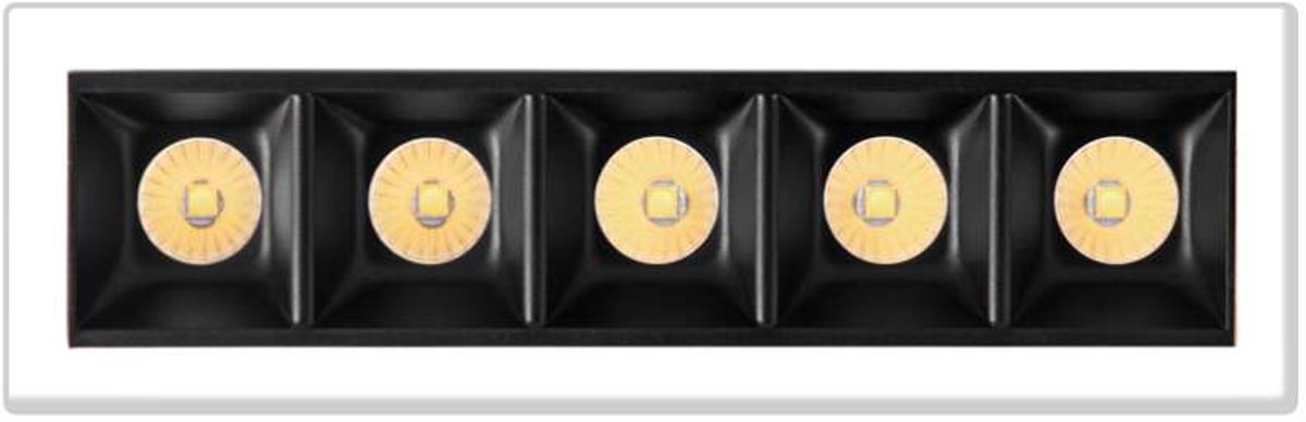 Tram 5 4733 Inbouwspot 5 voudig rand wit 10W 2700 t/m 6000K - Smart - traploos instelbaar via Tuya App