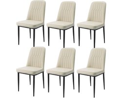 Durrafy® Eetkamerstoelen - Set Van 6 - Eetkamerstoel - Eettafelstoel - Keukenstoel - Eetkamerstoelen - Stoel - Fluweel - PU Leer - Metalen Poten - Modern Design - Max. Draagvermogen 150KG - Wit