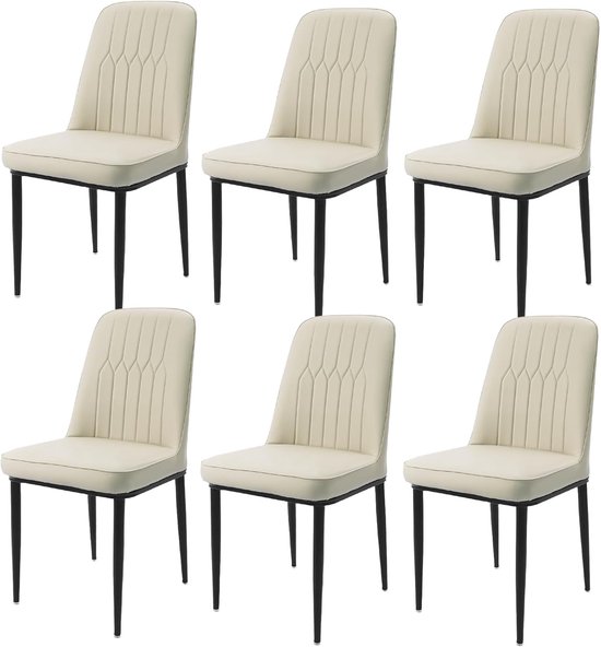 Durrafy® Eetkamerstoelen - Set Van 6 - Eetkamerstoel - Eettafelstoel - Keukenstoel - Eetkamerstoelen - Stoel - Fluweel - PU Leer - Metalen Poten - Modern Design - Max. Draagvermogen 150KG - Wit
