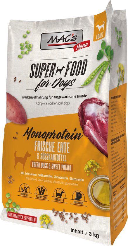 MAC's Superfood Nourriture pour chiens sèche pour chiens - Kip Mono et pomme de terre - 3kg