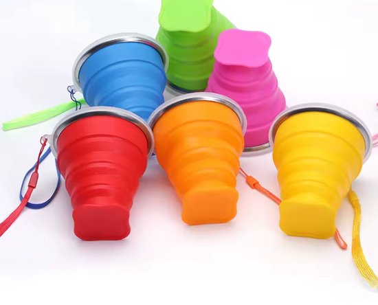 New Age Devi - Opvouwbare beker - Cup 200ML - Siliconen Cup - Camping-ser-vies - Geel - Duur-zaam - Milieu-bewust — afbeelding 3