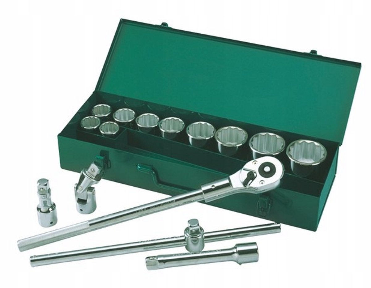 SATA 15-delige 3/4" dopsleutelset in metalen koffer