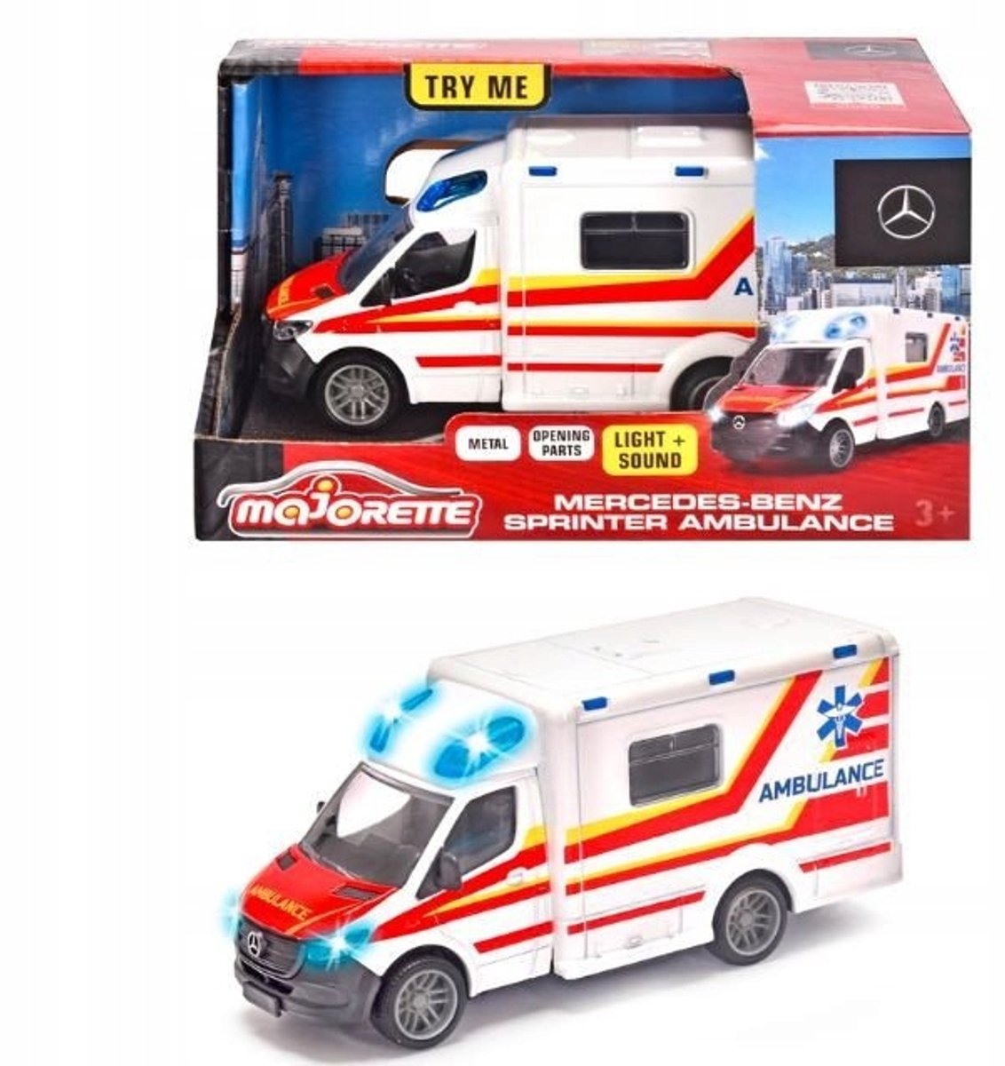 Majorette Mercedes-Benz Ambulance 12,5 cm - Geluid & Licht