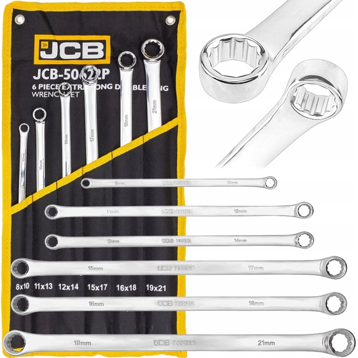 JCB Lange Sleutelset 8-21mm 6 Delig