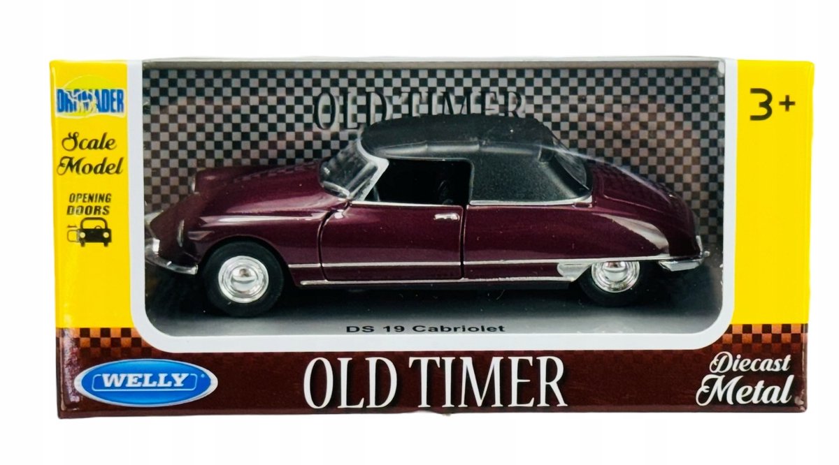 Welly Old Timer Citroën DS 19 Cabriolet 1:34 Donkerrood