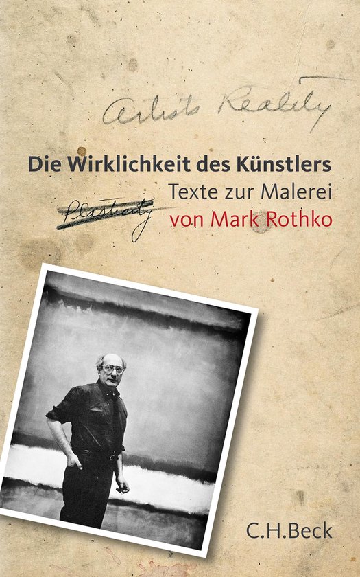 Boek 'Die Wirklichkeit des Künstlers' met een foto van Mark Rothko voor zijn schilderij.