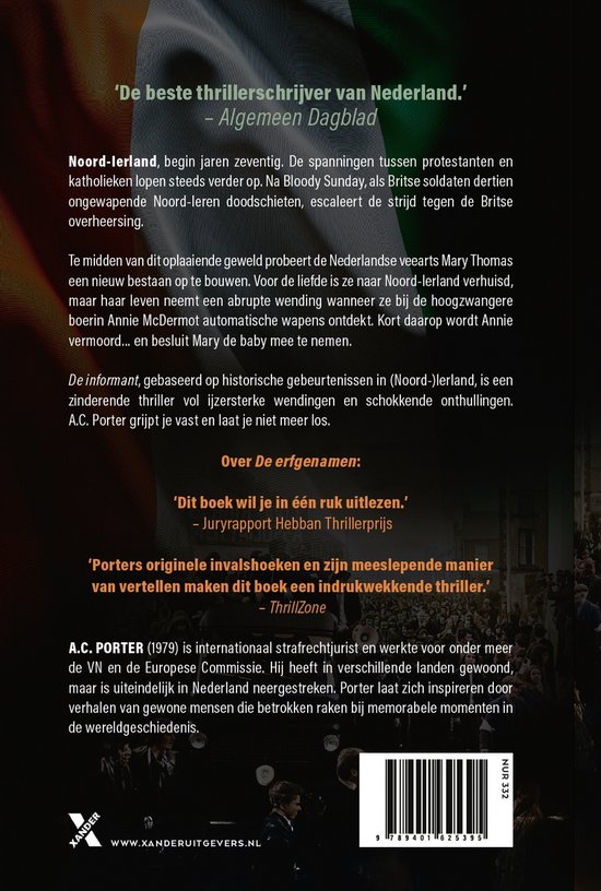 Boekcover met tekst 'De beste thrillerschrijver van Nederland.' en een afbeelding van een boekrol.